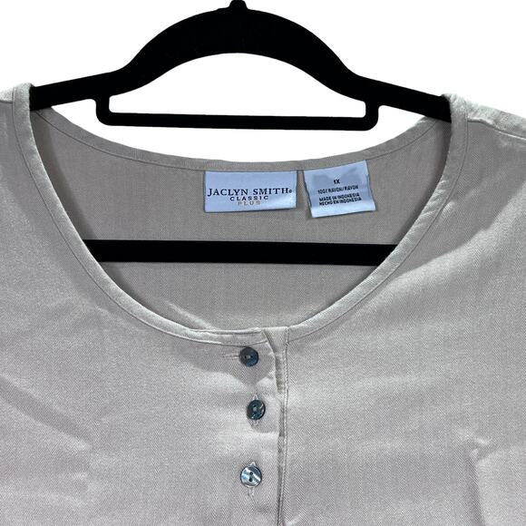 Jaclyn Smith Taupe Beige Sleeveless Summer Tank Top Blouse 1X - Picture 5 of 11